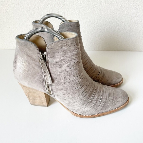 Paul Green Malibu Womens Ankle Boots 7 Metallic Leather Nubuck Sliced Zipper - Picture 5 of 12